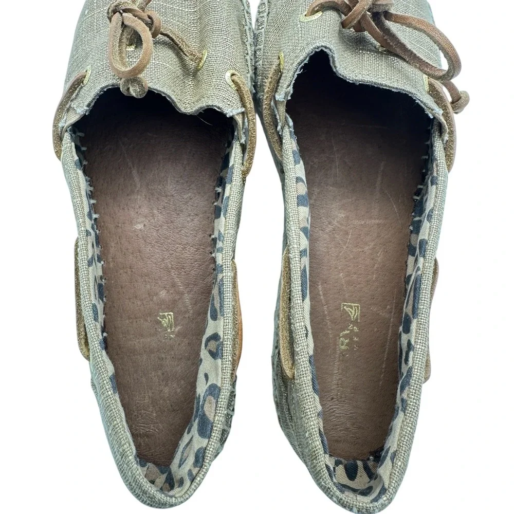 Sperry Gold Espadrille Boat Shoes Top Sider Women's Casual Slip On Loafers SZ 8M